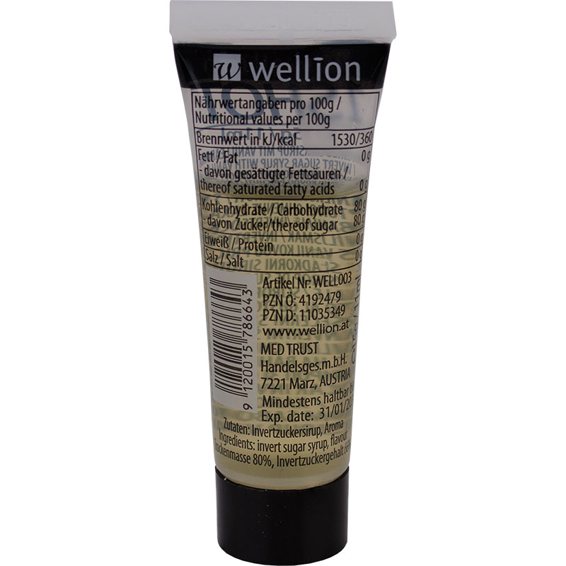 Wellion 1Shot Invertzuckersirup mit Vanillearoma Rückseite