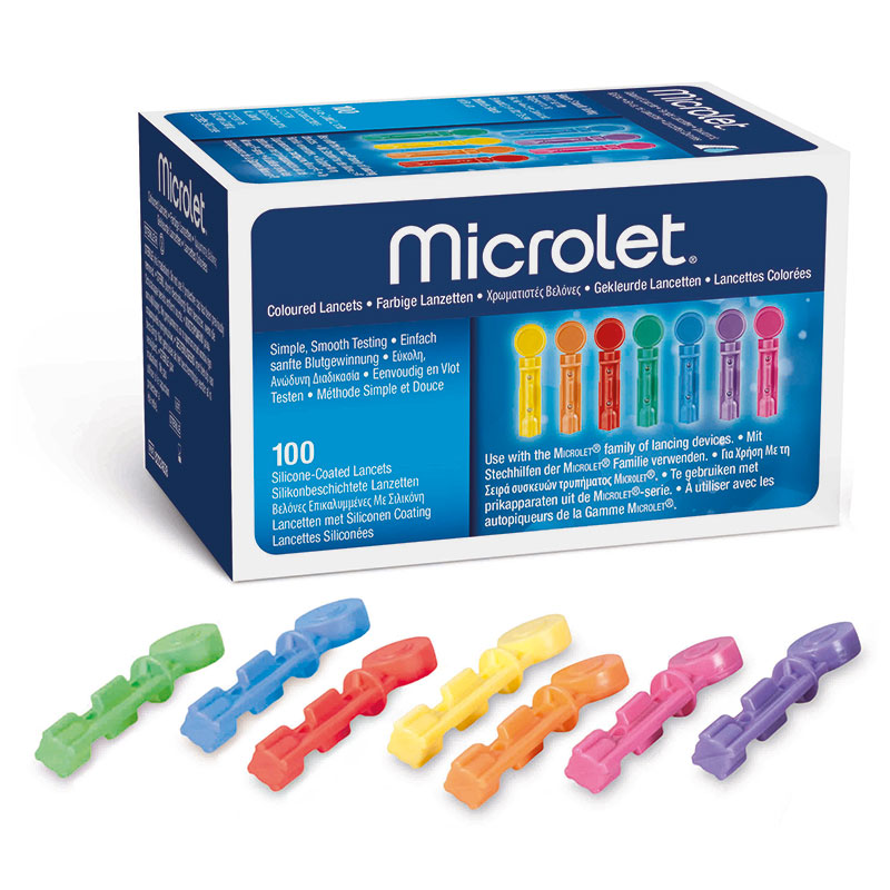 MICROLET Lanzetten farbig 100 Stück Verpackung