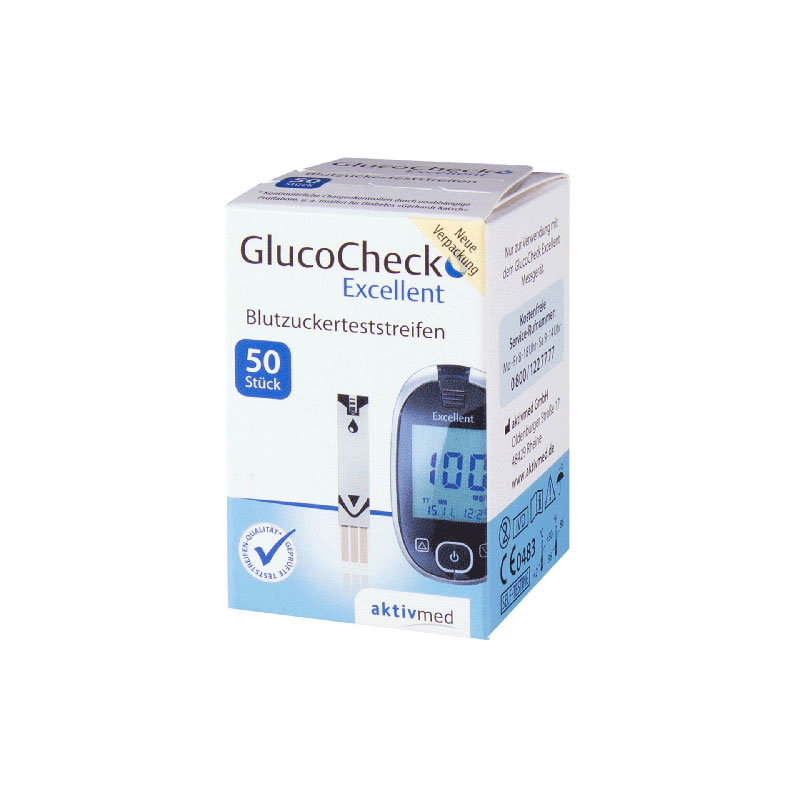 Glucocheck excellent blutzuckerteststreifen Inhalt 50 Stück Verpackung