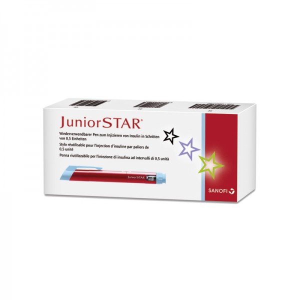 JuniorSTAR® Insulinpen rot 3 ml 0,5 er Schritte Verpackung