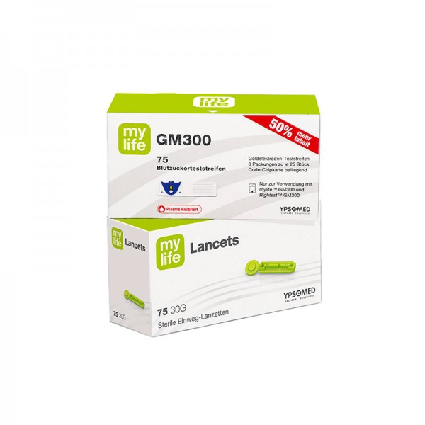 mylife GM300 Blutzucker-Teststreifen und Lanzetten Verpackung