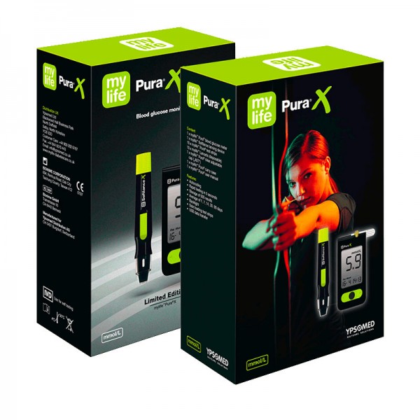 mylife™ Pura® X Set Blutzuckermessgerät mmol/l Verpackung